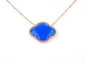 model Fiori kleine klaver ketting in zilver roze verguld blauwe klaver