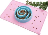 Fuzly - Siliconen placemat voor voerbakken - Roze - Antislip, Waterafstotend - Hond & Kat - 48x30cm