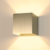 Wandlamp Kubus Goud - 12x12x12cm - 1x G9 LED 3,5W 2700K 350lm - IP20 - Dimbaar > wandlamp goud | wandlamp binnen goud | wandlamp hal goud | wandlamp woonkamer goud | wandlamp slaap