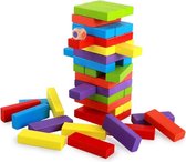 CRISPY | Houten Regenboog Tumbling Tower | Open Ended Play! | Montissori Speelstenen | Educatief Speelgoed | 54 houten blokken in 6 kleuren, met dobbelsteen