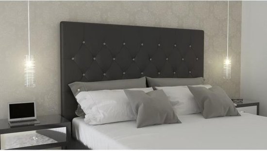 Tête de lit capitonnée SOGNO 170 cm - Simili cuir Zwart et boutons strass |  bol.com