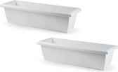 2x stuks plantenbak wit rechthoekig 60 x 20 x 16 cm - Bloembakken/plantenbakken voor binnen/buiten