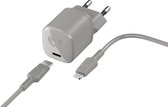 Fresh 'n Rebel - 18W USB-C Mini Fast Charger met Power Delivery + 1.5M Lightning Cable - Ice Grey