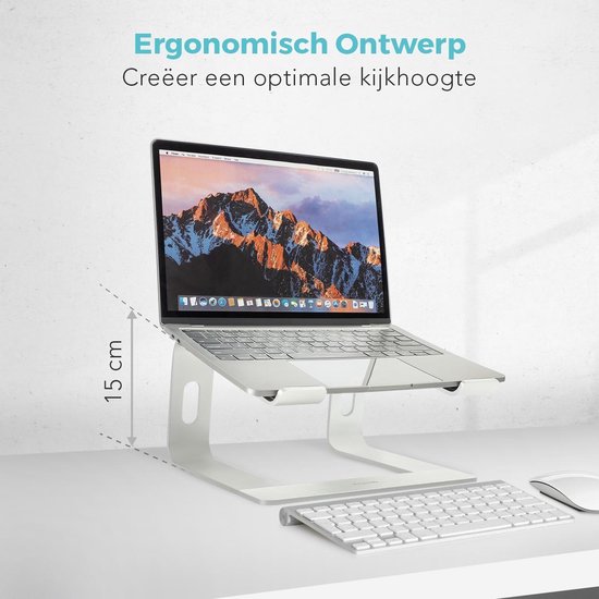 LifeGoods Laptop Standaard - Lichtgewicht - Universeel 10 tot 19 inch - Draagbaar - Aluminium - Zilver