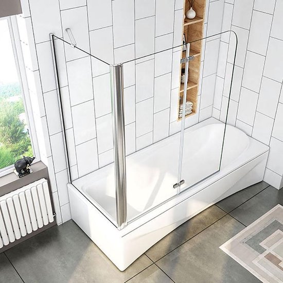 110x75cm,Badscherm 2-delig,vouwwand nano-glas douche scheidingswand zijwand,hoogte 140cm