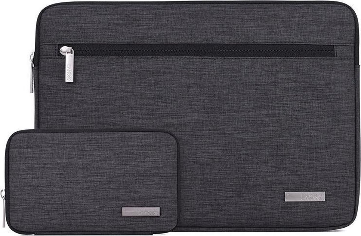 Laptophoes 13 Inch – Case Hoes Geschikt voor o.a Macbook Pro 13 Inch 2009-2012 / Pro 14 inch 2021 / Macbook Air 2008-2017 – Laptop Sleeve + Accessoires Etui – Donkergrijs
