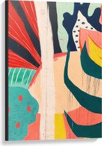 Canvas  - Gekleurde Vakken met Patronen - 60x90cm Foto op Canvas Schilderij (Wanddecoratie op Canvas)