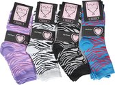 Dames sokken Fine women 12 pack tijgerprint 4 kleuren 35/38