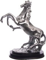 Paard Steigerend Beeld H22cm | Mat Zilver | Decoratie | Geschenk | Huisdecoratie | Themafeest | Manege | Prijzenbeker