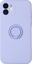 iPhone 12 Hoesje - Paars - Purple – Ring – Metaal – Houder – Auto - Backcover – Geschikt voor Apple – Case – Schok – Shockproof – Cover – Bescherming – Smartphone – Telefoon Accessoire – GSM 
