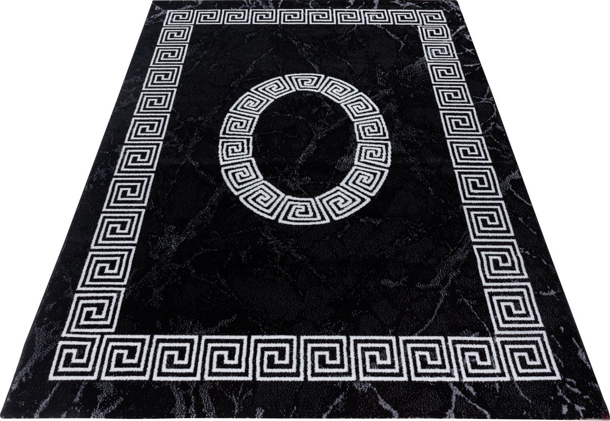 Modern laagpolig vloerkleed Plus - zwart 8009 - 120x170 cm