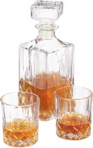 Relaxdays whiskey set - whiskey karaf met glazen - decanter 1 liter - 2 glaasjes - kan