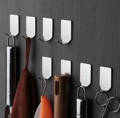 Zelfklevende RVS haakjes - 12 stuks - Multi Wandhaakje - Muur Haak - Deurhaak - Handdoekhaak