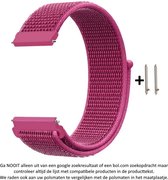 Paars / Roze / Drakenfruit Kleurig Nylon Bandje voor 20mm Smartwatches (zie compatibele modellen) van Samsung, Pebble, Garmin, Huawei, Moto, Ticwatch, Seiko, Citizen en Q – 20 mm p