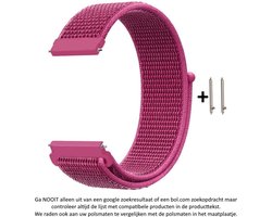 Paars / Roze / Drakenfruit Kleurig Nylon Bandje geschikt voor 20mm Smartwatches (zie compatibele modellen) van Samsung, Pebble, Garmin, Huawei, Moto, Ticwatch, Seiko, Citizen en Q – 20 mm purple / pink / dragonfruit nylon smartwatch strap