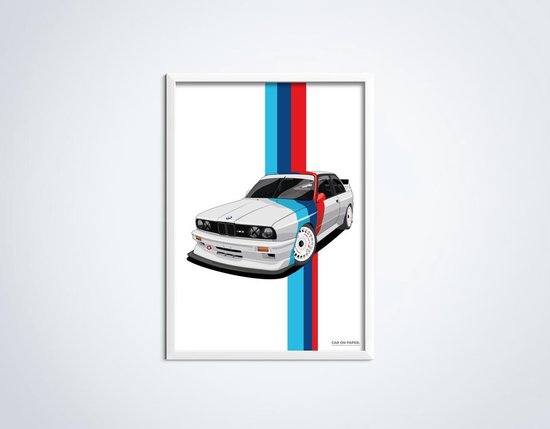 BMW M3 (1990) sur Poster - 50 x 70 cm - Chambre d'enfant / Chambre / Bureau