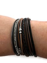 Petra's Sieradenwereld - *Armbandenset leer zwart met magneetsluiting (015)
