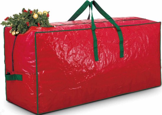 Sac de rangement pour sapin de Noël - Rouge avec poignées vertes -  165x38x76cm | bol.com