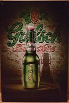 Grolsch bier beugelfles Reclamebord van metaal METALEN-WANDBORD - MUURPLAAT - VINTAGE - RETRO - HORECA- BORD-WANDDECORATIE -TEKSTBORD - DECORATIEBORD - RECLAMEPLAAT - WANDPLAAT - N