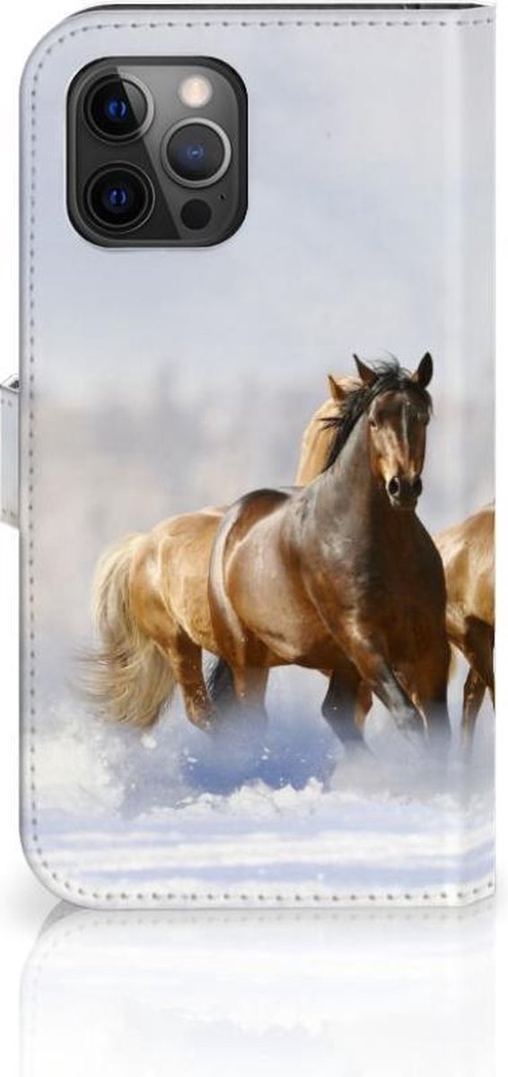Apple iPhone 12 Pro Max Telefoonhoesje met Pasjes Paarden