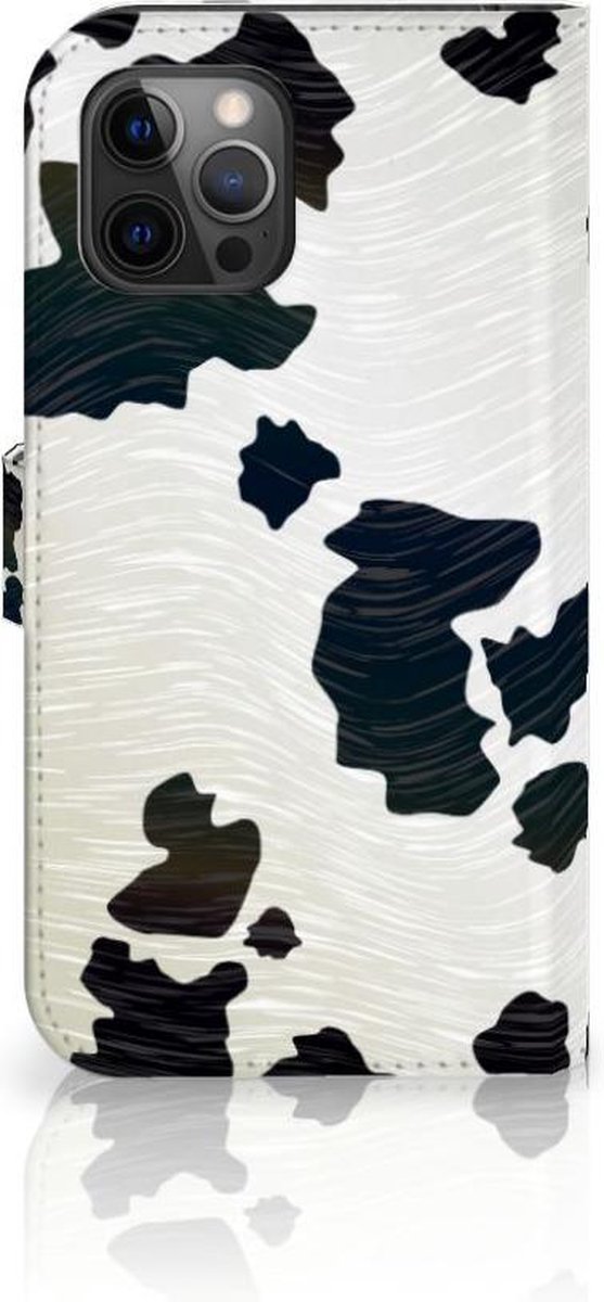 Book Case voor Apple iPhone 12 Pro Max Telefoonhoesje met Pasjes Koeienvlekken