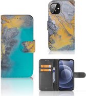 Flip Case Apple iPhone 12 Mini Hoesje Marble Blue Gold