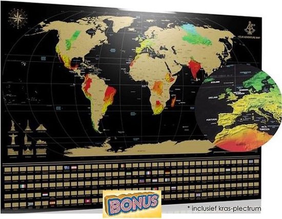 World map wereldkaart XL x 59.4cm) - Kras Wereldkaart... | bol.com