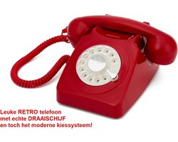 GPO 746 Retro vaste telefoon - met draaischijf - toonkiezend - rood