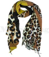 Sjaal Winter Shawl panterprint blokken luipaard - geel