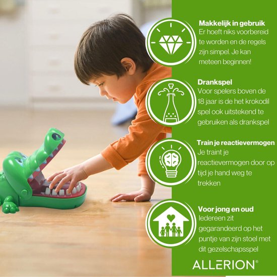 Thumbnail van een extra afbeelding van het spel Allerion® Bijtende Krokodil met Kiespijn - Kinderspel