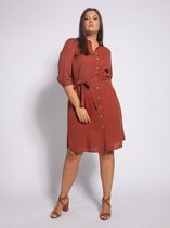 Junarose Nafua LS Below Knee Shirt Dress Smoked Paprika