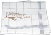 Theedoek blauw de mens leeft niet van