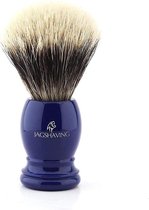 Heren Scheerkwast zilver tip origineel haar in een blauw hars omgaan gemaakt in Londen (Shaving Brush)