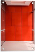 Tuinposter – Rode Wand  - 40x60cm Foto op Tuinposter  (wanddecoratie voor buiten en binnen)