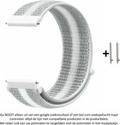 Grijs Wit Gestreept Nylon sporthorlogebandje voor 20mm Smartwatches (zie compatibele modellen) van Samsung, Pebble, Garmin, Huawei, Moto, Ticwatch, Citizen en Q – Maat: zie maatfot