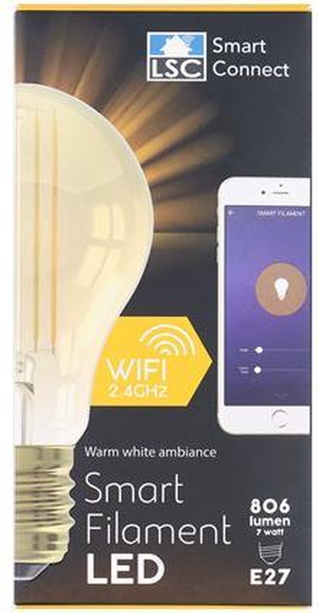 LSC Smart - Slimme warm wit filament ledlamp - E27 - 806 lumen - 7 watt |
