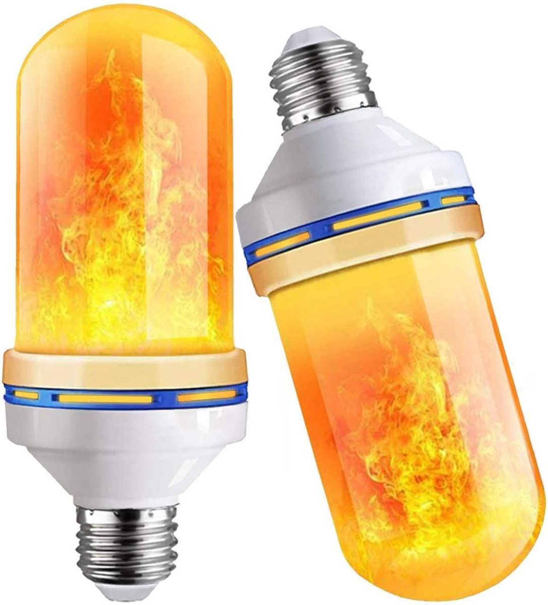 A&K Vlam Sfeer Lamp LED | 7 Watt | E27 Fitting | 108 LEDs | Zeer Realistisch | 4 in 1 Vlam, Standaard, Ademende en Gravity Modus