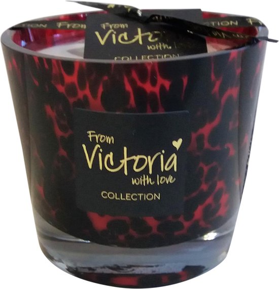 Victoria with Love - Kaars - Geurkaars - Dotted red - Medium - Glas - Indoor