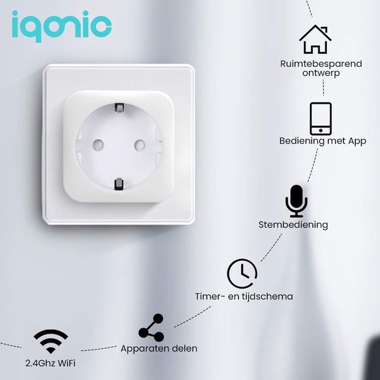 IQONIC® Slimme Stekker - Set van 4 - Smart Plug - Google Home & Amazon  Alexa... | bol.com