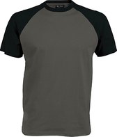 Kariban Herenshirt met korte mouwen Baseball T-Shirt (Leisteengrijs/zwart)