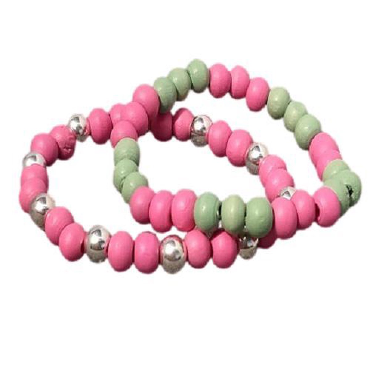 Little Bijoux armband-Beads Pink and green
