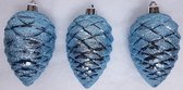 Totally Christmas | Kerstbal Dennenappel | 9 cm | Turquoise | 3 Stuks