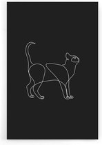 Walljar - Cat Line Art - Dieren poster