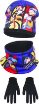 Disney Mickey Mouse - 3-delige winterset - muts+col+handschoenen - zwart maat one size (ongeveer 4-7 jaar)