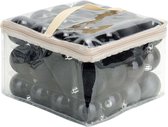 Kerstbal - set van 4 stuks -8 mix zwart - d6cm - kunststof