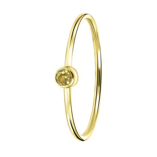 Lucardi Ringen - 14 karaat geelgouden ring met gele zirkonia steen