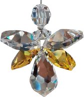 Geluksengel van Swarovski kristallen Topaz , Geel , ( Geluks engel , Beschermengel , Raamhanger , Raamkristal )