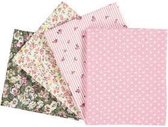 Patchwork stof, afm 45x55 cm,  100 g/m2, roze, 4stuks