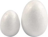 Eieren, h: 35+48 mm, b: 25+35 mm, wit, styropor, 10stuks