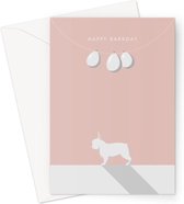 Hound & Herringbone - Witte Franse Bulldog Grote Verjaardagskaart - White French Bulldog Large Birthday Card (10 pack)
